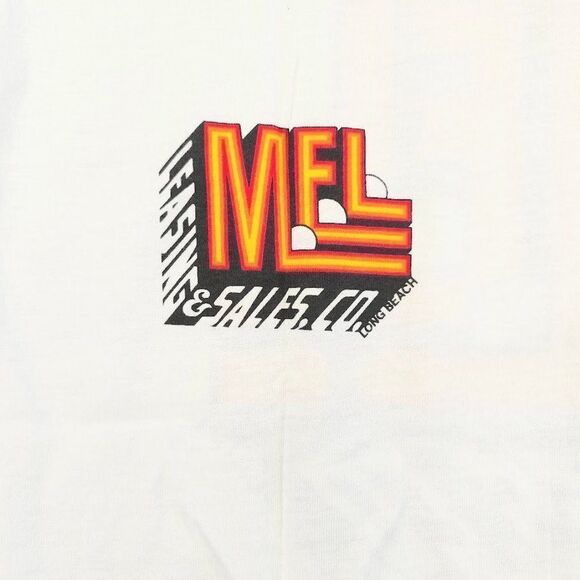 Vintage MEL Long Beach T Shirt Mens Size Small Blue 80s Ringer Tee Made In USA - Picture 3 of 7